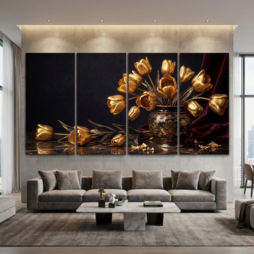 Goldene blumen modernen - blumen, im