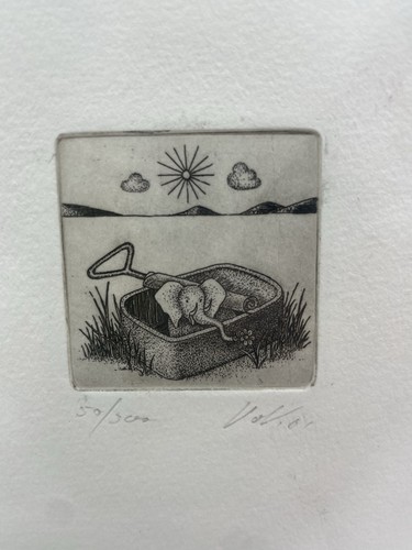 Radierung bild elefant - radierung,