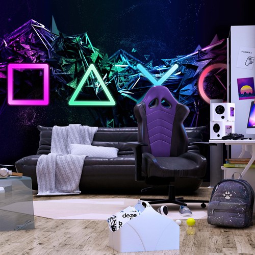 Playstation neon gebirge - playstation, vlies
